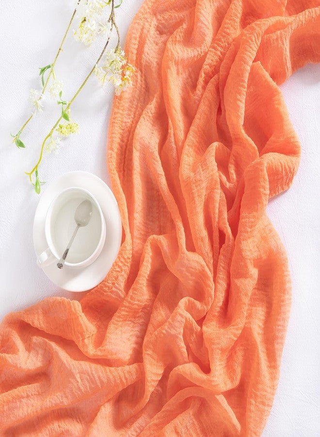 DeZerlor Orange Cheesecloth Table Runner Spring Easter Table Runner 120 inches Boho Gauze Orange Cheese Cloths for Rustic Wedding Bridal Baby Shower Decor Party - Image 3