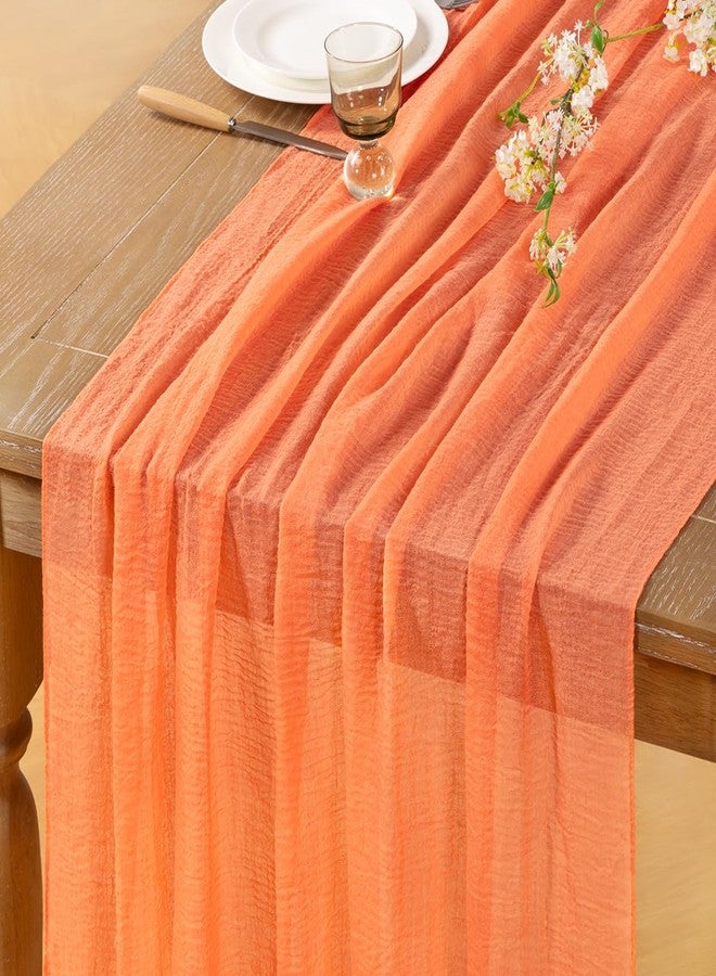 DeZerlor Orange Cheesecloth Table Runner Spring Easter Table Runner 120 inches Boho Gauze Orange Cheese Cloths for Rustic Wedding Bridal Baby Shower Decor Party - Image 1