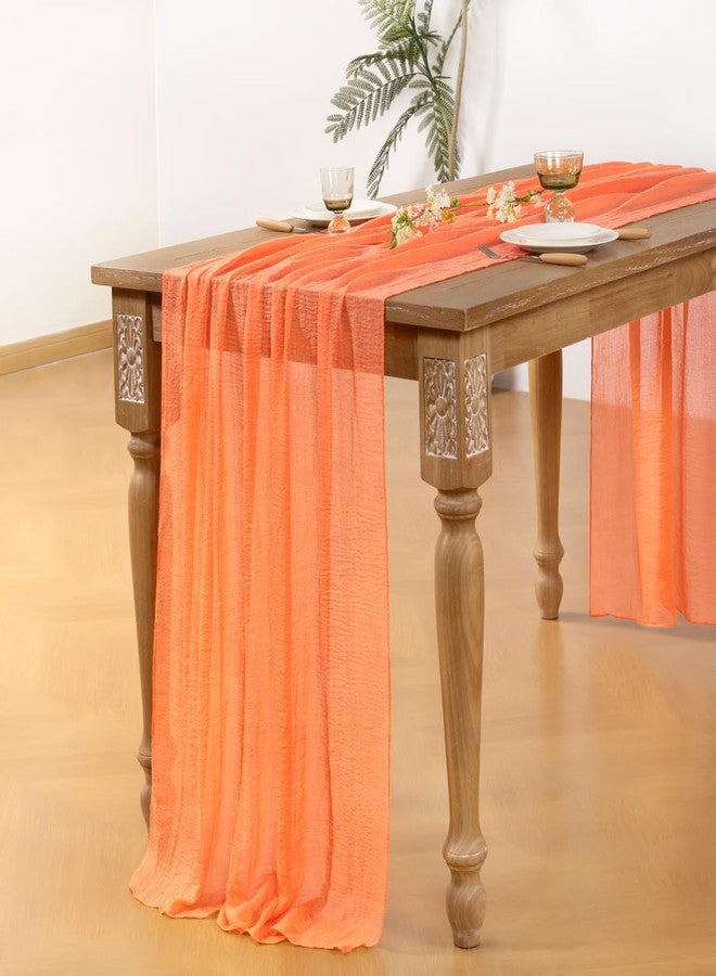 DeZerlor Orange Cheesecloth Table Runner Spring Easter Table Runner 120 inches Boho Gauze Orange Cheese Cloths for Rustic Wedding Bridal Baby Shower Decor Party - Image 4