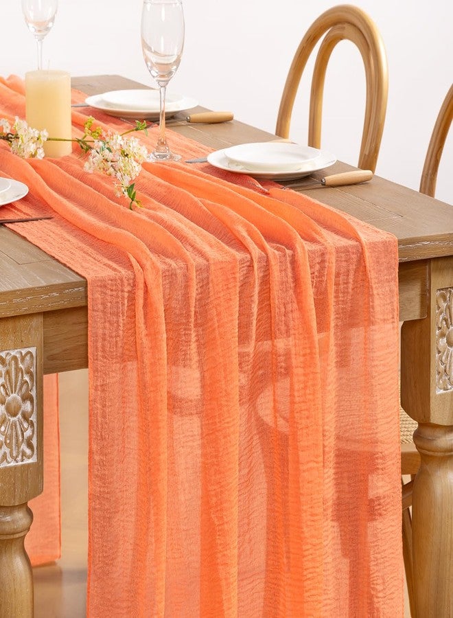 DeZerlor Orange Cheesecloth Table Runner Spring Easter Table Runner 120 inches Boho Gauze Orange Cheese Cloths for Rustic Wedding Bridal Baby Shower Decor Party - Image 2