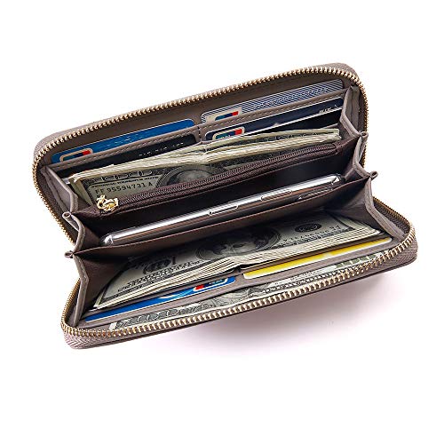 CYANB Women Wallets Tassel Bifold Ladies Clutch Wristlet Wrist Strap Long Purse PU Leather Grey - Image 4