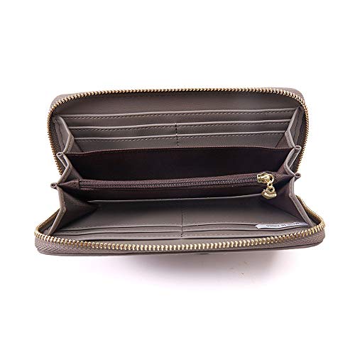 CYANB Women Wallets Tassel Bifold Ladies Clutch Wristlet Wrist Strap Long Purse PU Leather Grey - Image 3