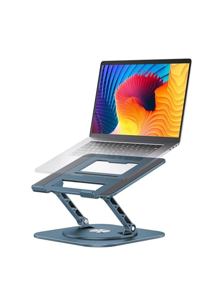 حامل لاب توب قابل للتعديل مع قاعدة دوارة 360 درجة – حامل كمبيوتر ارجونيميك قابل للطي لأجهزة اللاب توب حتى 16 بوصة – كحلي - Image 1