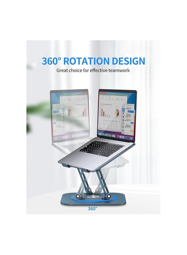 حامل لاب توب قابل للتعديل مع قاعدة دوارة 360 درجة – حامل كمبيوتر ارجونيميك قابل للطي لأجهزة اللاب توب حتى 16 بوصة – كحلي - Image 2