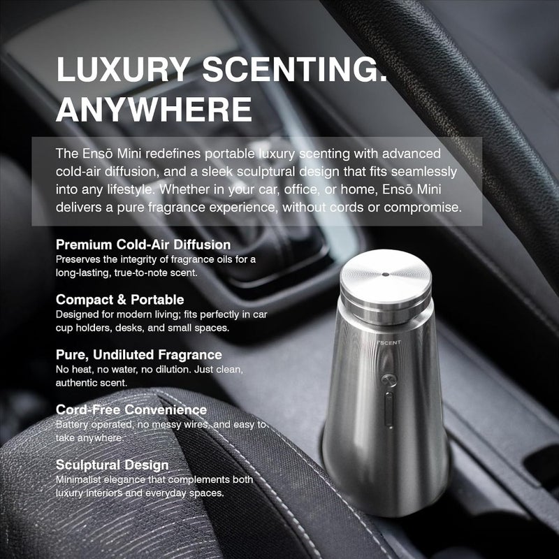 Enso Mini Cold-Air Scent Diffuser Cordless Fragrance System with Smart Car Mode For Home, Office Car Silver Finish Compatible with 10ml Enso Bottles Sold Separately - Image 2