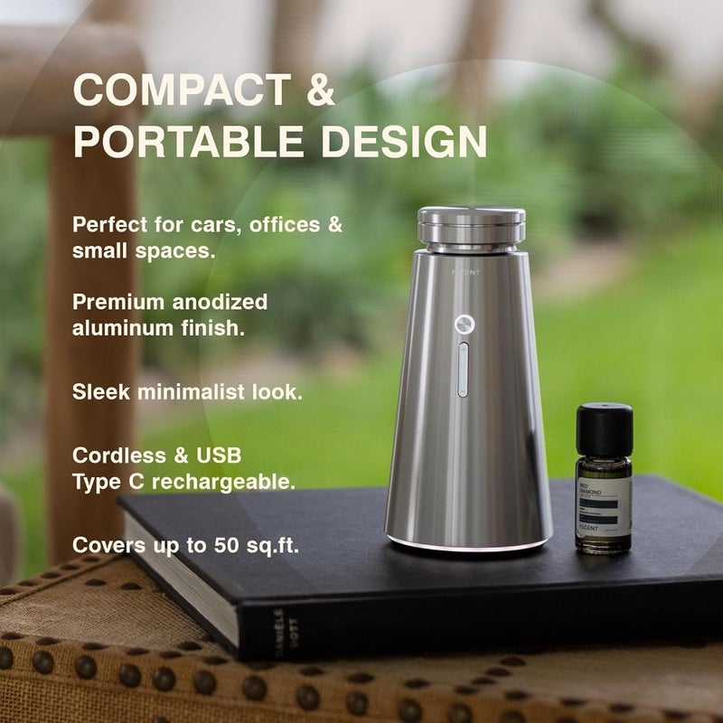 Enso Mini Cold-Air Scent Diffuser Cordless Fragrance System with Smart Car Mode For Home, Office Car Silver Finish Compatible with 10ml Enso Bottles Sold Separately - Image 3