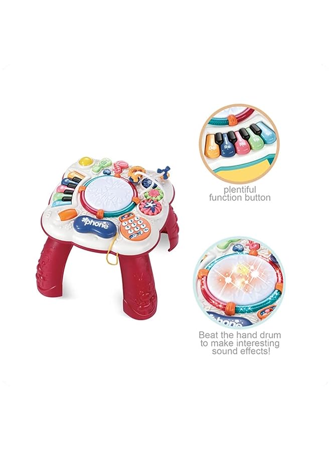 Version]Baby Toys Musical Learning Table for Boys & Girls, Early Education Activity Center Table for Toddles with Lights and Melodies Toys Gifts for Kids Above 3 Years Old