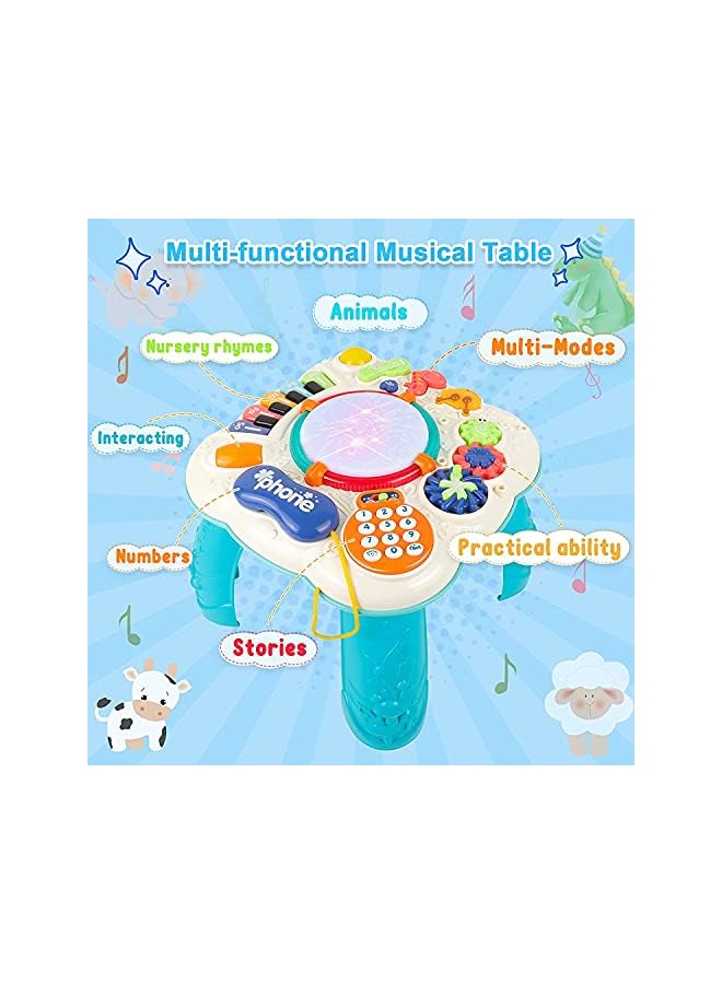 Version]Baby Toys Musical Learning Table for Boys & Girls, Early Education Activity Center Table for Toddles with Lights and Melodies Toys Gifts for Kids Above 3 Years Old
