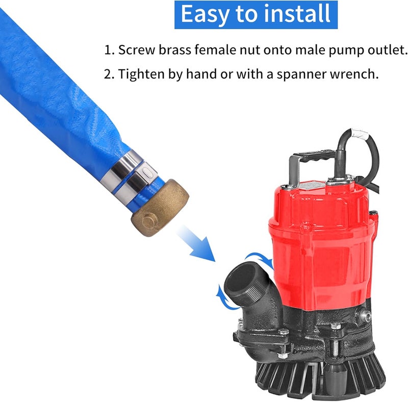 Geowaky 2" x 50ft PVC Lay Flat Water Pump Discharge Hose With Aluminum Pin Lug Fittings, Heavy Duty Reinforced Pool Backwash Hose Assembly - Image 5
