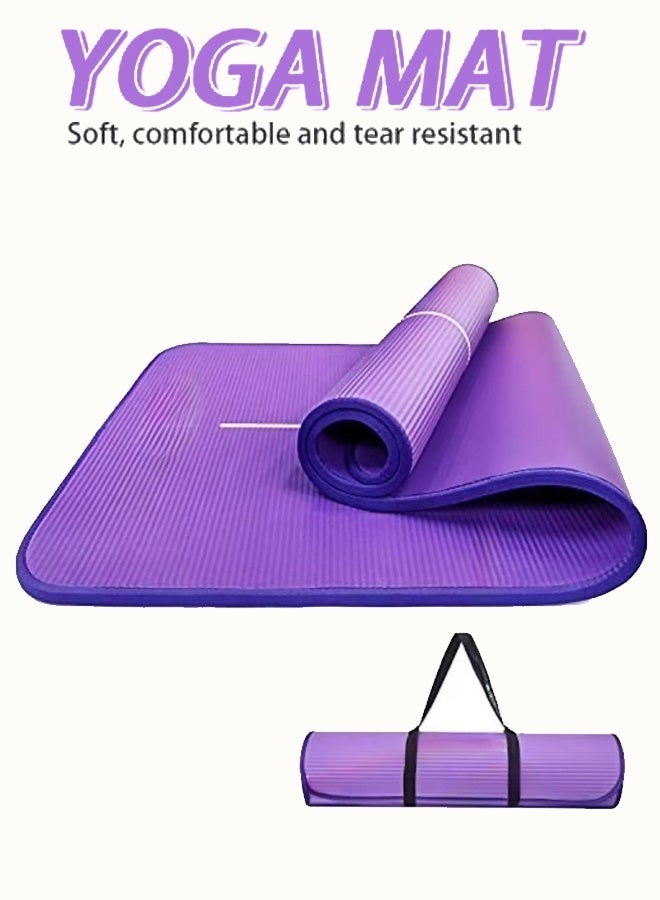 Yoga Mat Non-Slip Eco Friendly NBR All-Purpose 10mm Thick Exercise Mat High Density Anti-Tear Pilates Mat with Carrying Strap for Yoga Pilates and Gymnastics - 183cm x 66cm x 1cm - Purple