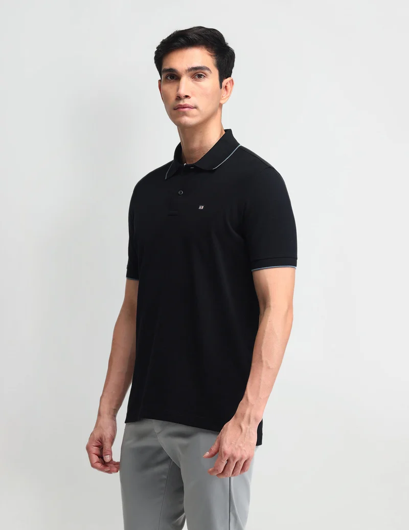 Arrow Black Solid Regular Fit Polo Shirt for Men | Best Price UAE