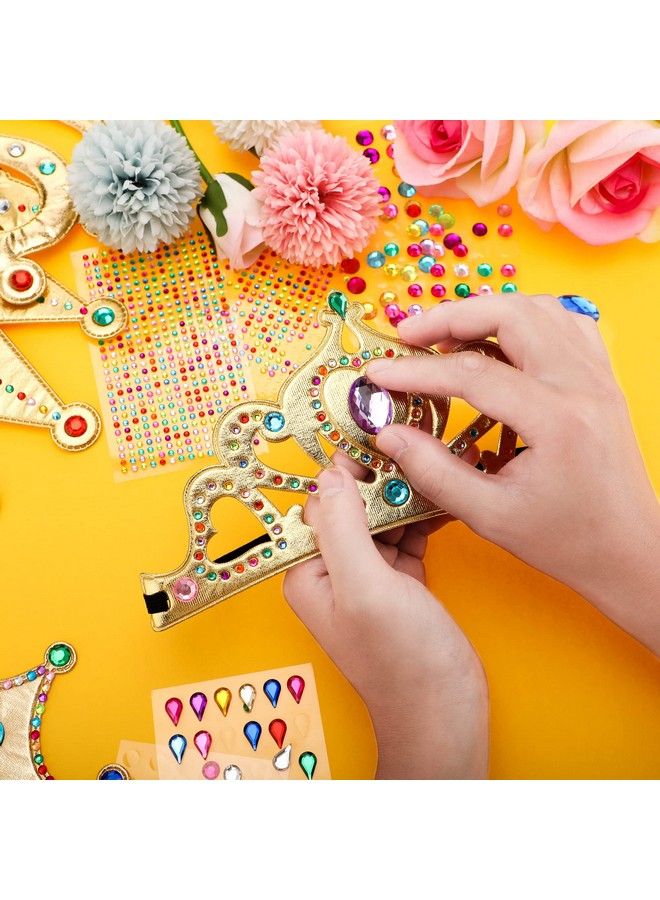 Mtlee 12 Pieces Foam Princess Tiaras Craft Kit King Foam Crown Hats Making Your Own Crowns With 928 Pieces Gem Jewels Stickers 12 Pieces Gem Rings Diy Birthday Party Favors (Popular Style) - Image 4