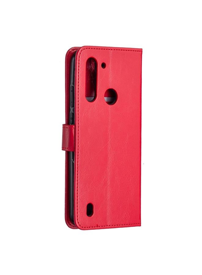 اس-توب جراب لهاتف Motorola Moto G8 Power Lite، جراب جلدي قلاب أفقي بتصميم Crazy Horse Texture مع حامل وفتحات للبطاقات ومحفظة وإطار للصور - Image 4