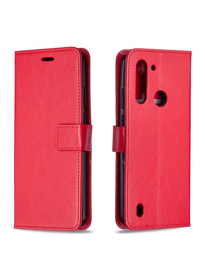 اس-توب جراب لهاتف Motorola Moto G8 Power Lite، جراب جلدي قلاب أفقي بتصميم Crazy Horse Texture مع حامل وفتحات للبطاقات ومحفظة وإطار للصور - Image 1
