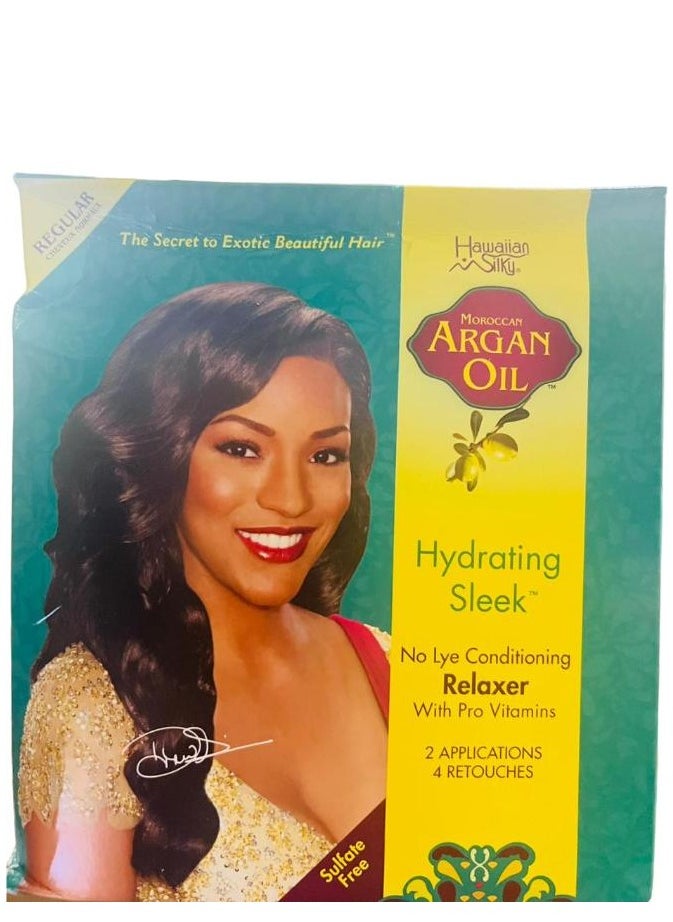 Hawaiian Silky Argan Oil Hydrating Sleek No Lye Relaxer Regular 2 Application + 4 Retouches  - Image 1
