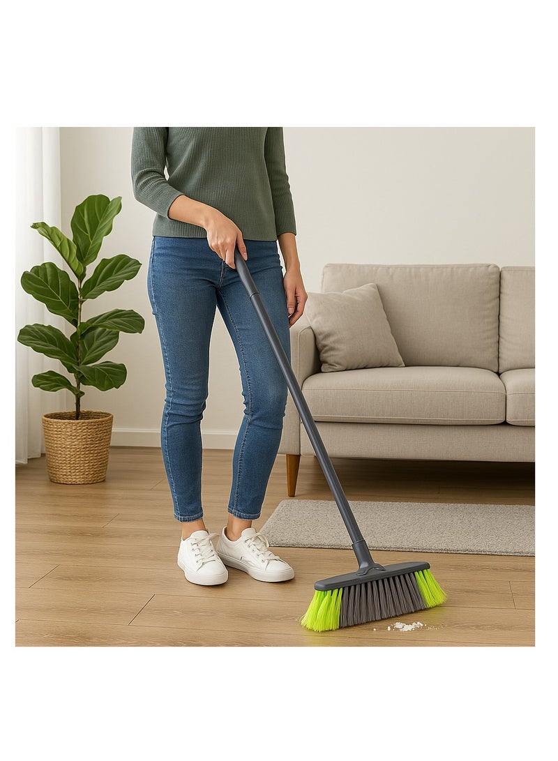 Royalford Broom with Handle RF4884GR Durable Soft Bristle Broom for Home, Kitchen & Floor Cleaning 33cm Wide Head Lightweight & Ergonomic Design Multicolor - Image 1