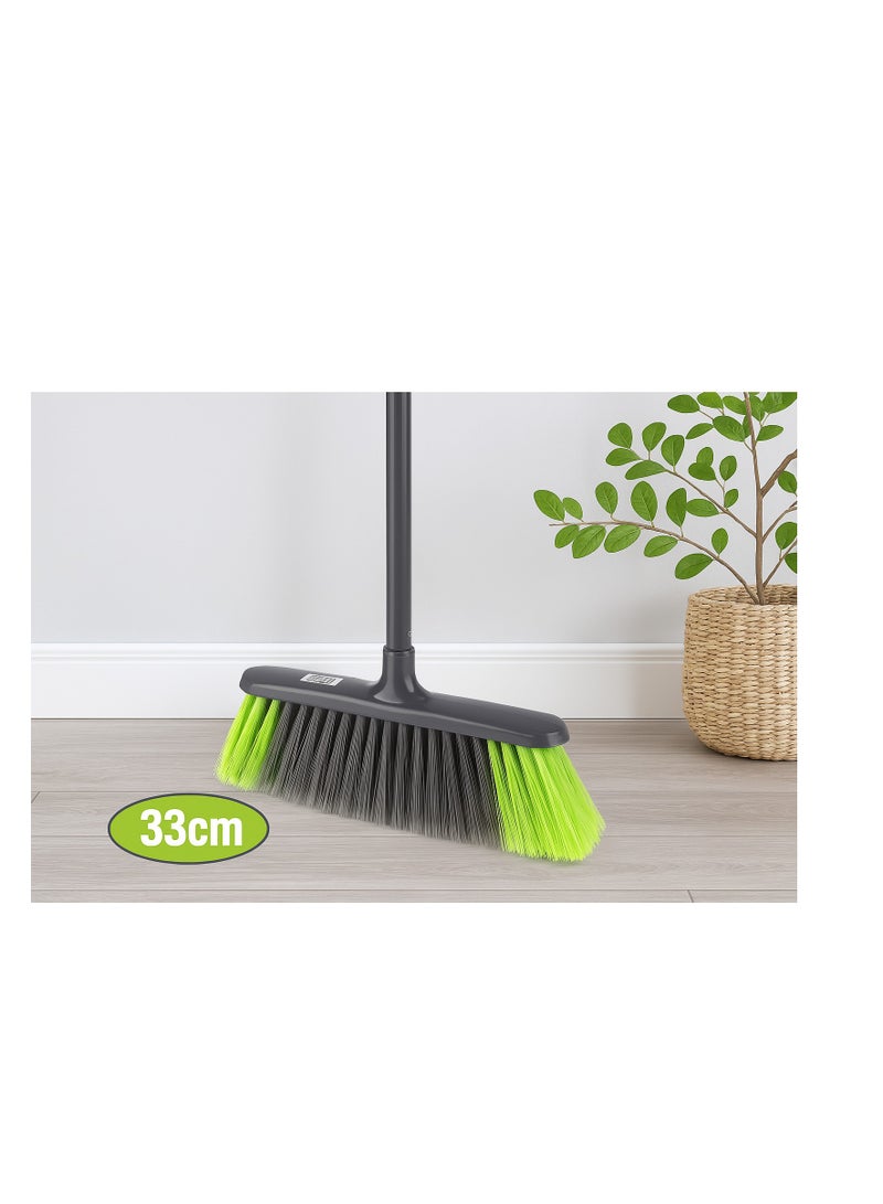 Royalford Broom with Handle RF4884GR Durable Soft Bristle Broom for Home, Kitchen & Floor Cleaning 33cm Wide Head Lightweight & Ergonomic Design Multicolor - Image 4