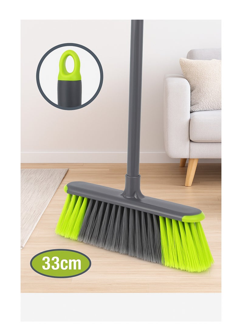 Royalford Broom with Handle RF4884GR Durable Soft Bristle Broom for Home, Kitchen & Floor Cleaning 33cm Wide Head Lightweight & Ergonomic Design Multicolor - Image 3