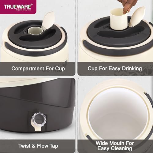 Trueware ICE Berg 22 Insulated Water Jug, 21 litres | Grey | PU Insulated | Food Grade | Easy to Carry | BPA Free | Ideal for Travel | Picnic | Homes | Office | Shops | Clinics | Extra Tap Free - Image 3