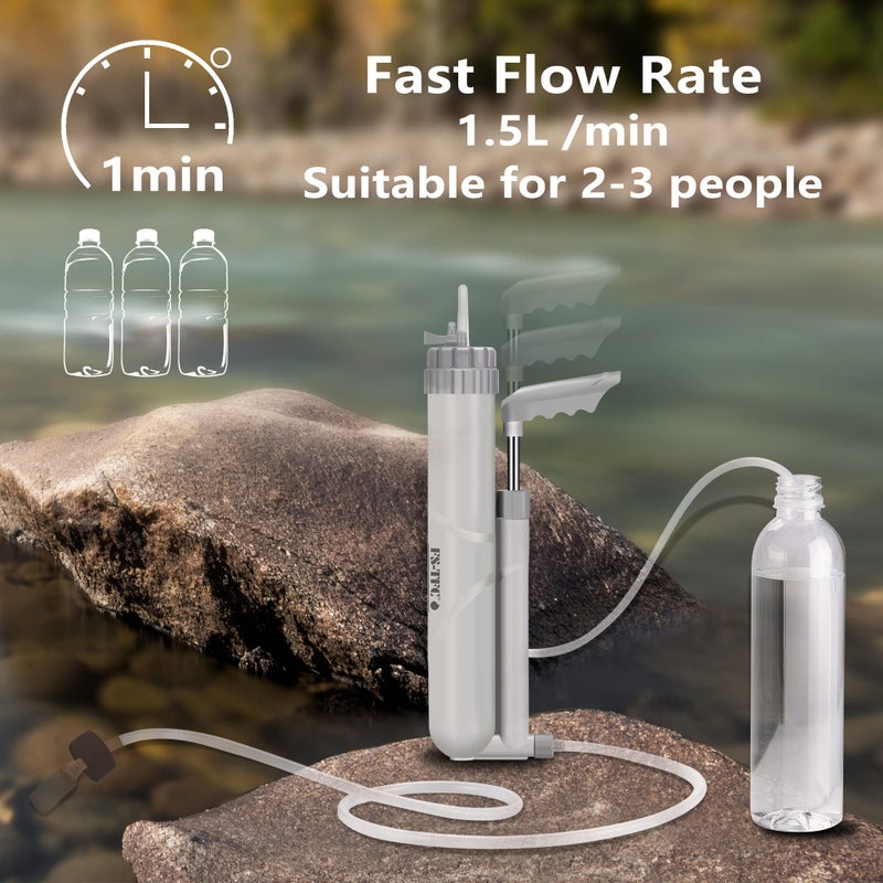 FS-TFC Water Purifier Survival Gear 4-Stage Portable Water Filter 1.5L/Min Fast Flow for Personal or Small Group Hiking, Camping, Travel, and Emergency Preparedness - Image 4