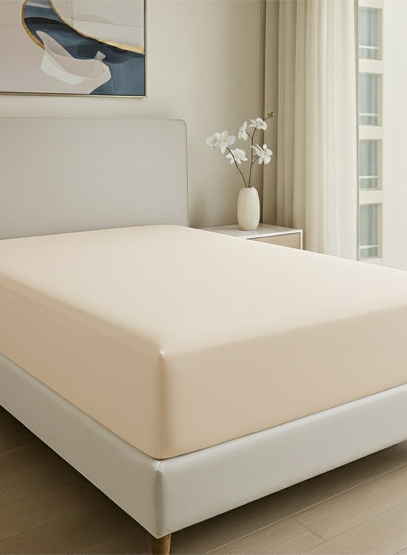 كلاود سكيب لينين Cloud Scape Linen 600 Thread Count Egyptian Cotton Fitted Sheet ( Queen, Ivory) - Image 1