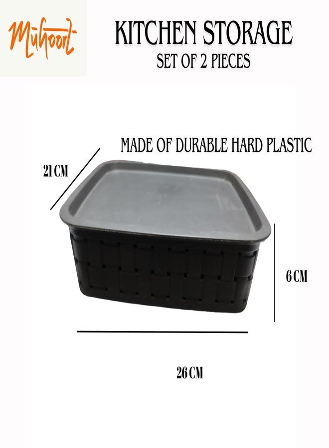 Muhoort Plastic Strong Food | Spice Container Box | Space Organiser | Kitchen | Home Improvement | Set of 2 Pieces | Dimension 26cmx21cmx6cm - Image 3