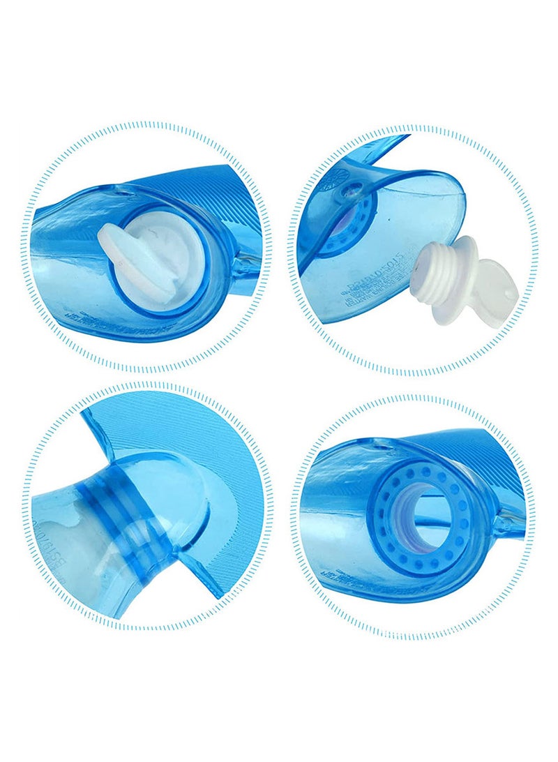 Generic 2 Liter Classic Transparent Hot Water Bottle with Knit Cover - Cramp Relief, Pain Management, and Cozy Nights - Water Heating Pad for Adults  - Image 2