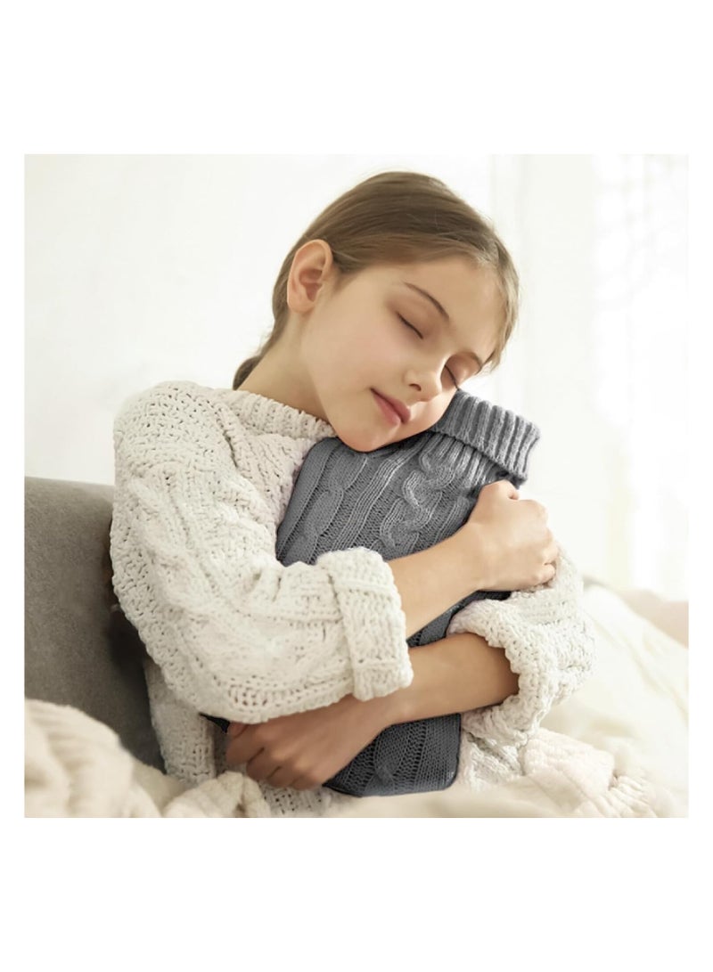 Generic 2 Liter Classic Transparent Hot Water Bottle with Knit Cover - Cramp Relief, Pain Management, and Cozy Nights - Water Heating Pad for Adults  - Image 5