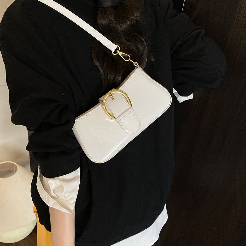 Simple Bag For Women 2025 Style Patent Leather High-End Armpit Small Square Bag Commuting Versatile Shoulder Bag - Image 4