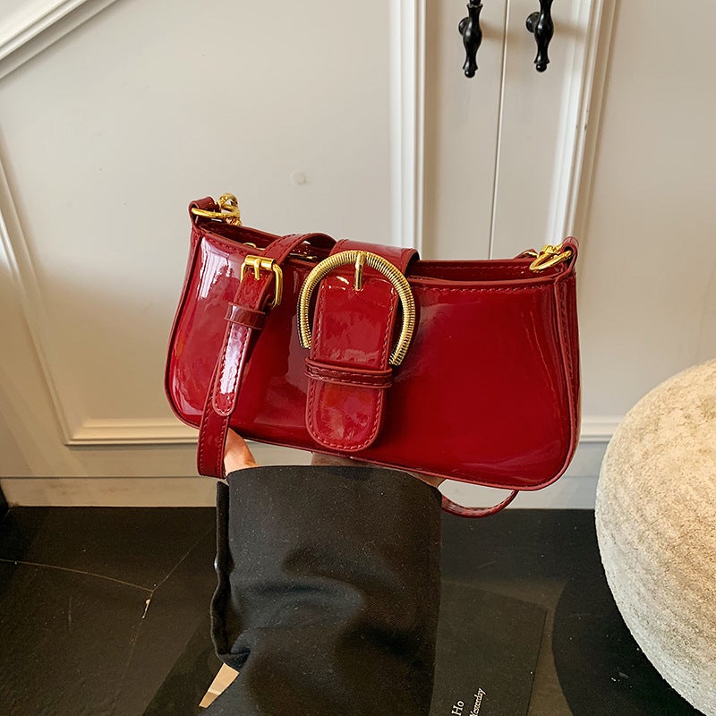 Simple Bag For Women 2025 Style Patent Leather High-End Armpit Small Square Bag Commuting Versatile Shoulder Bag - Image 2