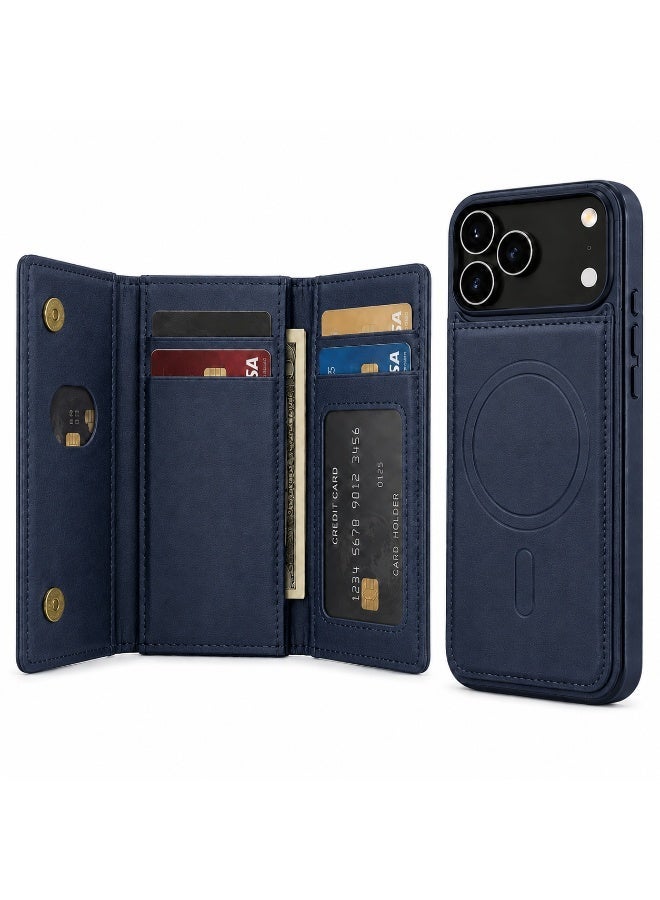 NOVA TECH iPhone 17 Pro Max MagSafe Wallet Case, Premium Leather Flip Cover with Card Holder, RFID Protection & Wireless Charging - Image 1