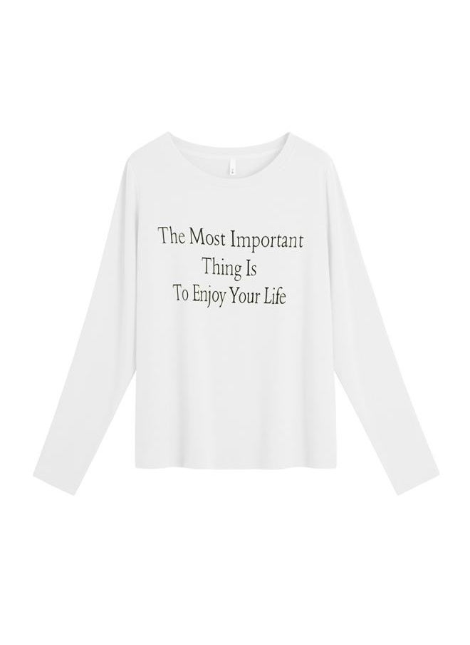 Generic - Slight Fat Mm Plus Size Women's Thin Crew Neck Letter Printed T-shirt Base Shirt 6232 [special Products Are Not Returned]] - Image 1