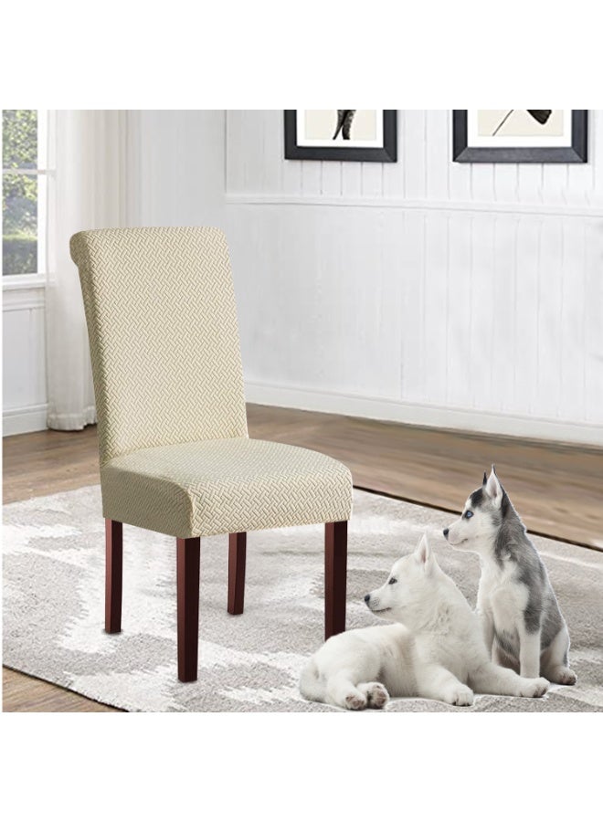 POWER 4-Piece Set of Stretch Dining Chair Covers, Elastic Jacquard Chair Covers, Removable and Washable Chair Covers, Suitable for Restaurants, Kitchens, Hotels, and Banquet Halls - Image 4