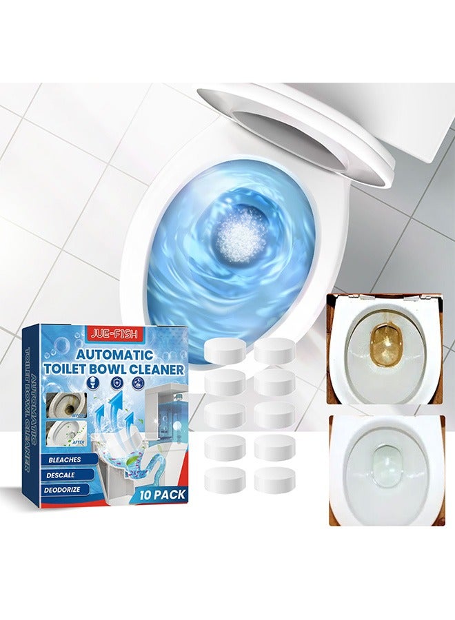 10pack Toilet Cleaner Can Sterilize Toilet Cleaner Tablets Slow-Release Technology Automatic Toilet Disinfection Tablets Bathroom Cleaning Accessories Suitable For Descaling, Stains, Sterilization, Deodorization