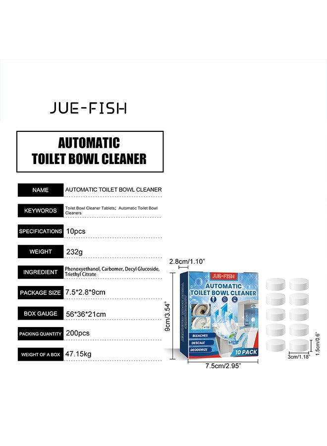 10pack Toilet Cleaner Can Sterilize Toilet Cleaner Tablets Slow-Release Technology Automatic Toilet Disinfection Tablets Bathroom Cleaning Accessories Suitable For Descaling, Stains, Sterilization, Deodorization