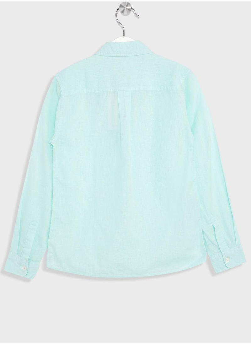 MANGO - Kids Regular Fit Linen Shirt - Image 1