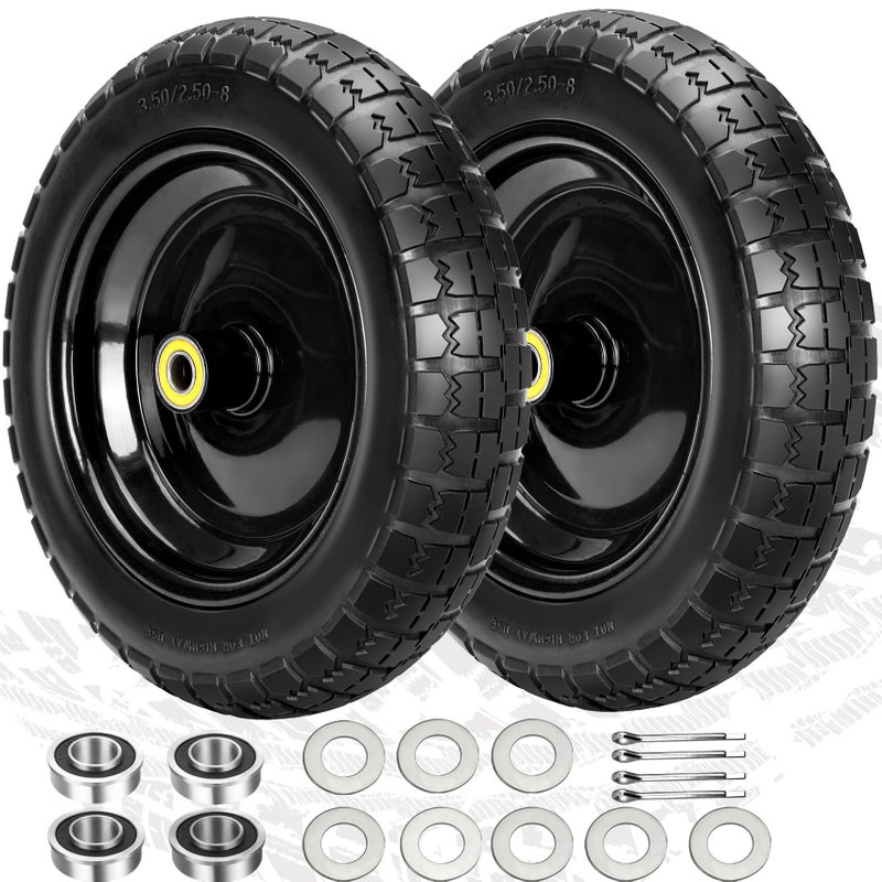 Pontuss 13" Flat Free Wheels Replacement for GOR Garden Cart Tires, 4.00-6 Solid Tires with 5/8"Bearings, 13" No Flat Wheels for GOR Garden Carts/Hand Trucks/Garden Carts - Image 1