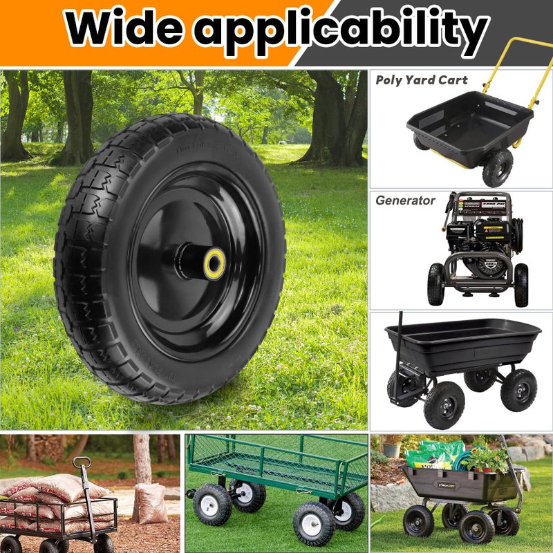 Pontuss 13" Flat Free Wheels Replacement for GOR Garden Cart Tires, 4.00-6 Solid Tires with 5/8"Bearings, 13" No Flat Wheels for GOR Garden Carts/Hand Trucks/Garden Carts - Image 5