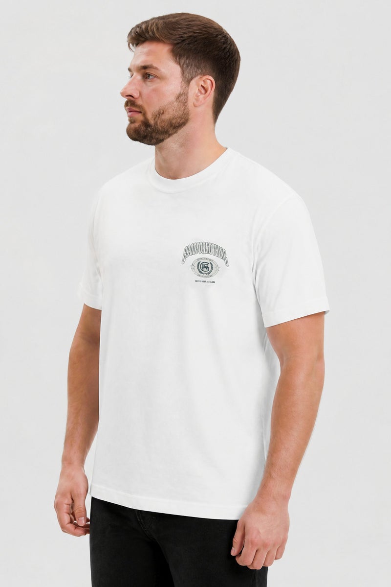 GOOD FOR NOTHING Men Crew Neck Graphic Print Short Sleeve T-Shirt, Off White - Image 5