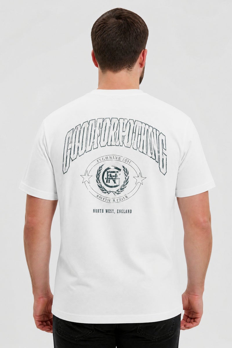 GOOD FOR NOTHING Men Crew Neck Graphic Print Short Sleeve T-Shirt, Off White - Image 4