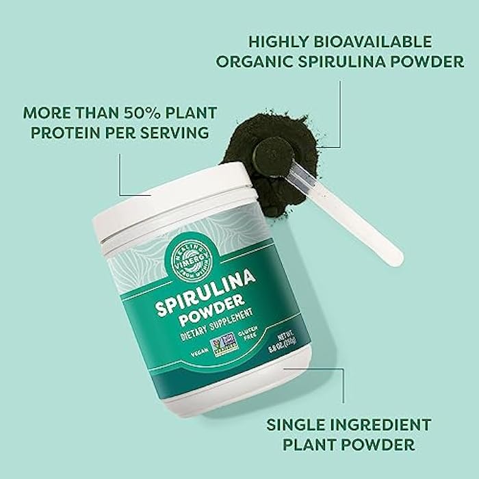 Vimergy Spirulina Powder – Concentrated Plant Protein Supports Immune Health & Cardiovascular Function – Vegan, Kosher, Gluten-Free – 250g - Image 3