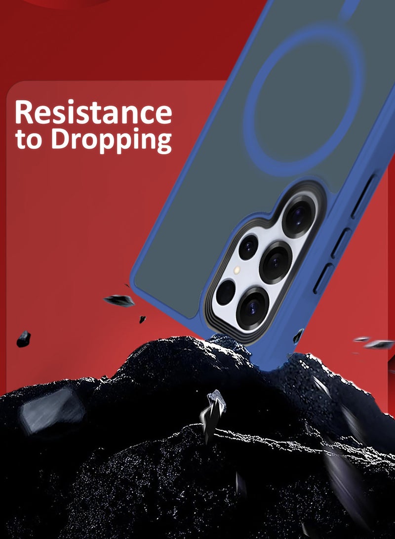 CATANES (for Samsung Galaxy S25 Ultra) 2Packs, Magnetic Slim Protective Case Wireless Charging Support with Shock Proof 3D Screen Protector - Dark Blue - Image 4