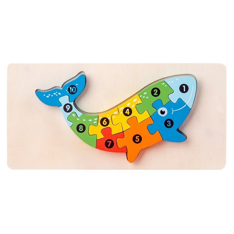Wooden Early Education Cognitive Digital Children'S Educational Toys Accumulation Animal Traffic Shape Matching 3D Three-Dimensional Puzzle - Image 1