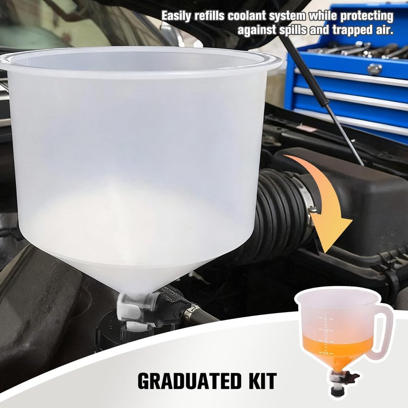 Zpana 15PCS Car Coolant Funnel Kit, No-Spill Vehicle Radiator Filling Funnel Bleeder with Adapters, No-Leak Automotive Radiator Burping Filler, Universal for SUV RV Truck - Image 4