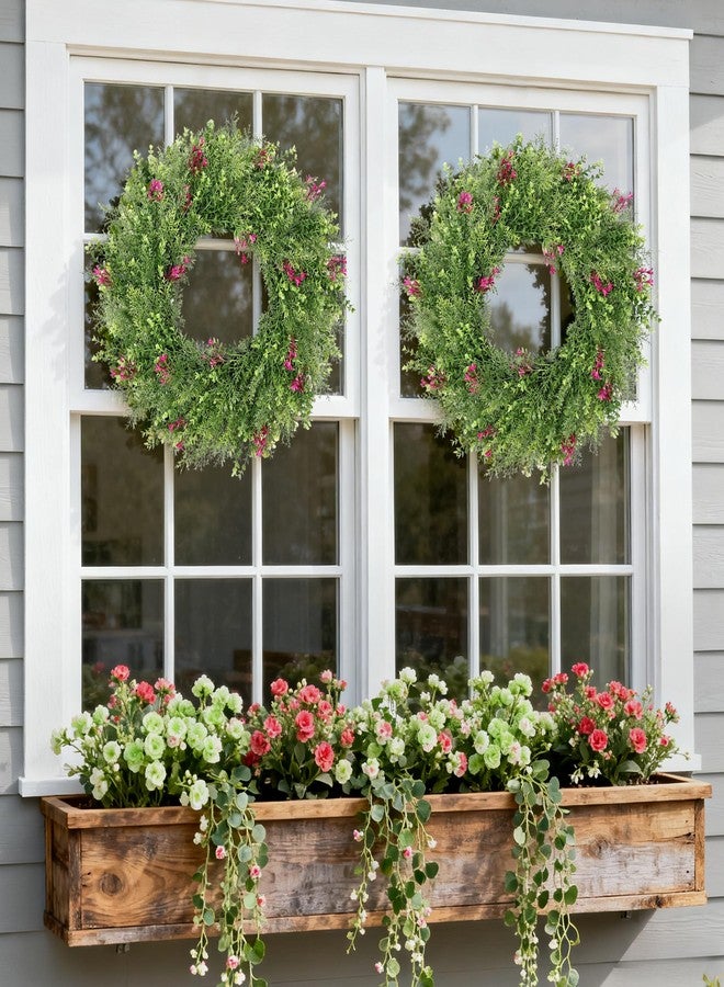 MDSTBN 24 Inch Spring Wreaths for Front Door Wreath Summer Outdoor Green Door Wreath for All Seasons Porch Living Room Bedroom Indoor Outdoor Window Wall Farmhouse Home Decoration - Image 5