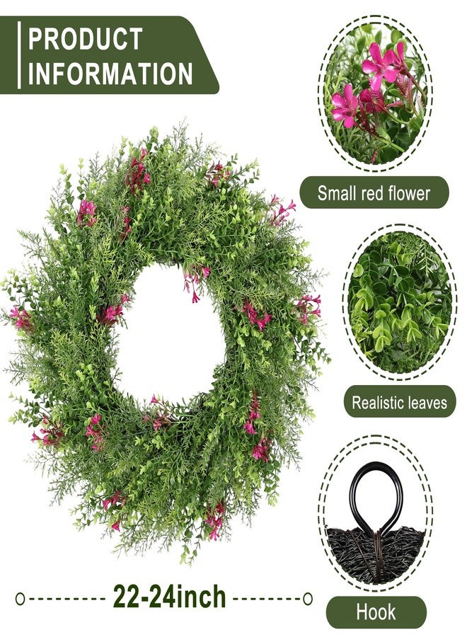 MDSTBN 24 Inch Spring Wreaths for Front Door Wreath Summer Outdoor Green Door Wreath for All Seasons Porch Living Room Bedroom Indoor Outdoor Window Wall Farmhouse Home Decoration - Image 2