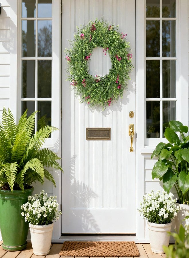 MDSTBN 24 Inch Spring Wreaths for Front Door Wreath Summer Outdoor Green Door Wreath for All Seasons Porch Living Room Bedroom Indoor Outdoor Window Wall Farmhouse Home Decoration - Image 4