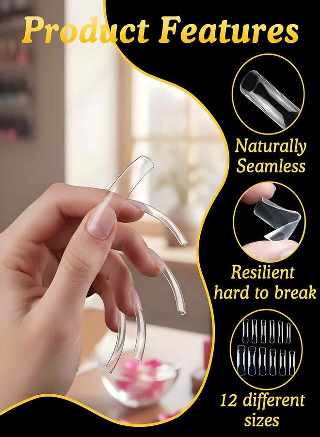 Waaqkid 1008 PCS Long Curved Nail Tips, Curved Full Cover Press on Nail Tips, 12 Sizes - Image 3
