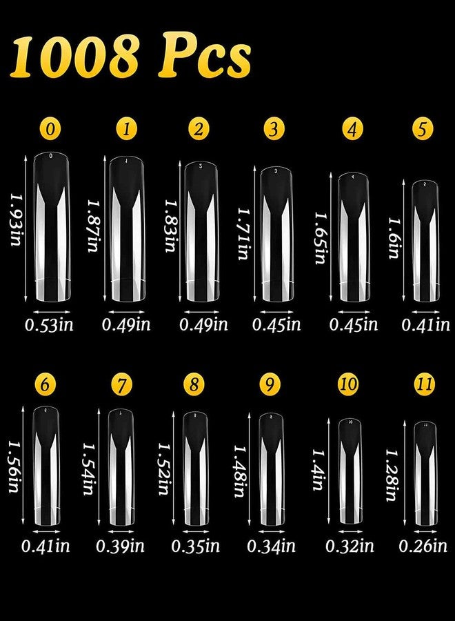 Waaqkid 1008 PCS Long Curved Nail Tips, Curved Full Cover Press on Nail Tips, 12 Sizes - Image 2