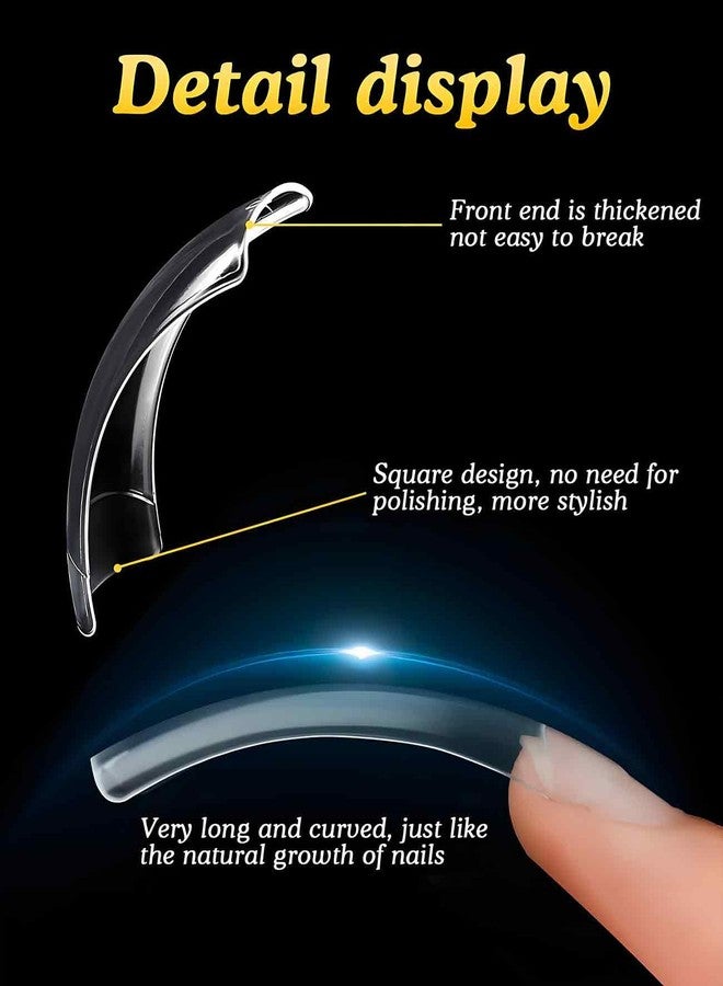 Waaqkid 1008 PCS Long Curved Nail Tips, Curved Full Cover Press on Nail Tips, 12 Sizes - Image 5